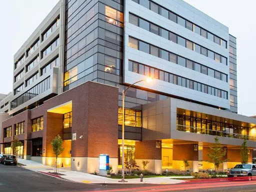 MultiCare Tacoma hospital expansion at dusk